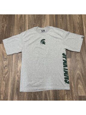 Vintage Starter Michigan State Spartans Shirt Men's Medium Gray Y2K Sportswear